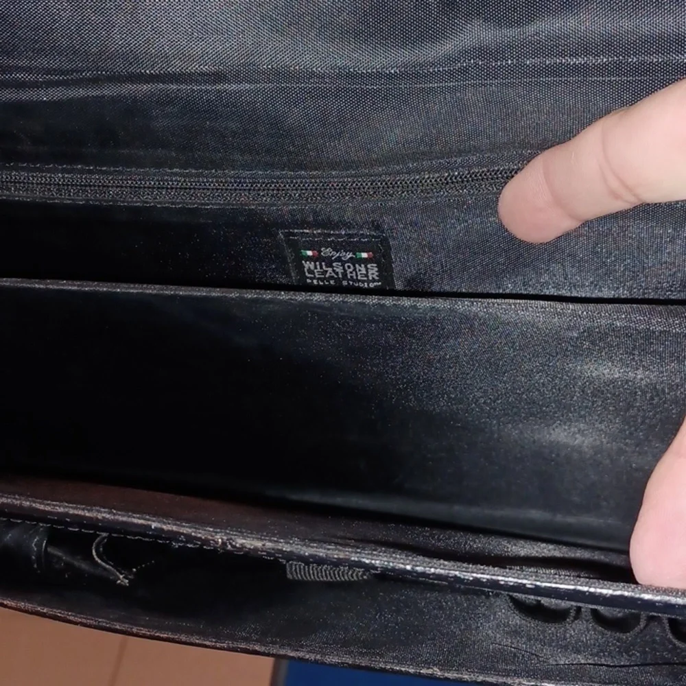 Wilsons Pelle Studio Genuine Leather Briefcase Black Vintage Hipster